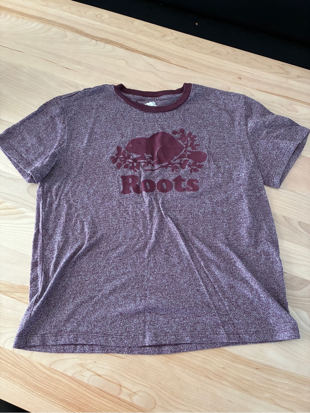 Roots Maroon Heather Logo Short Sleeve Tee